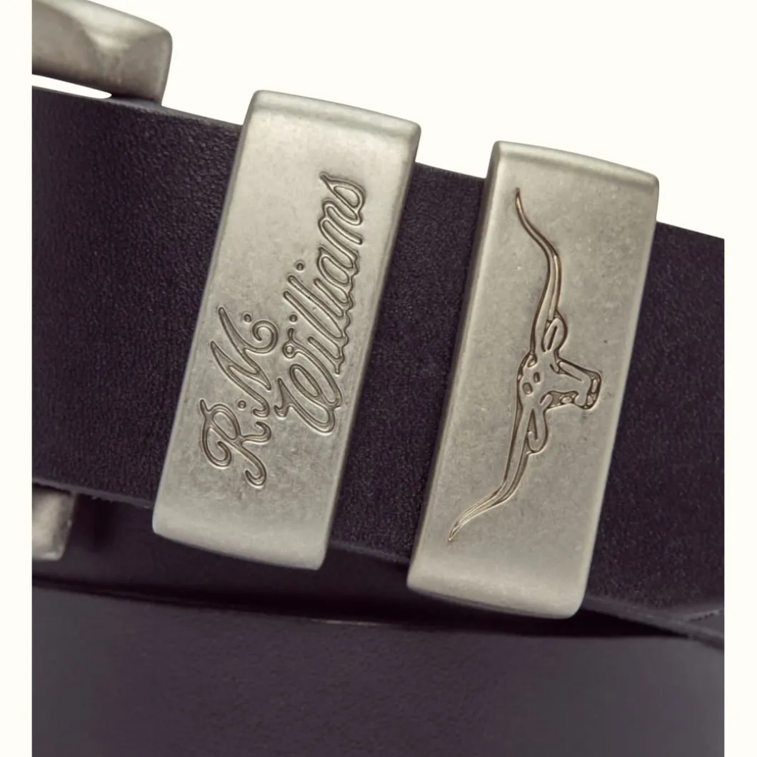 R.M. Williams 1 1/2" 3 Piece Solid Hide Belt Black Cheap
