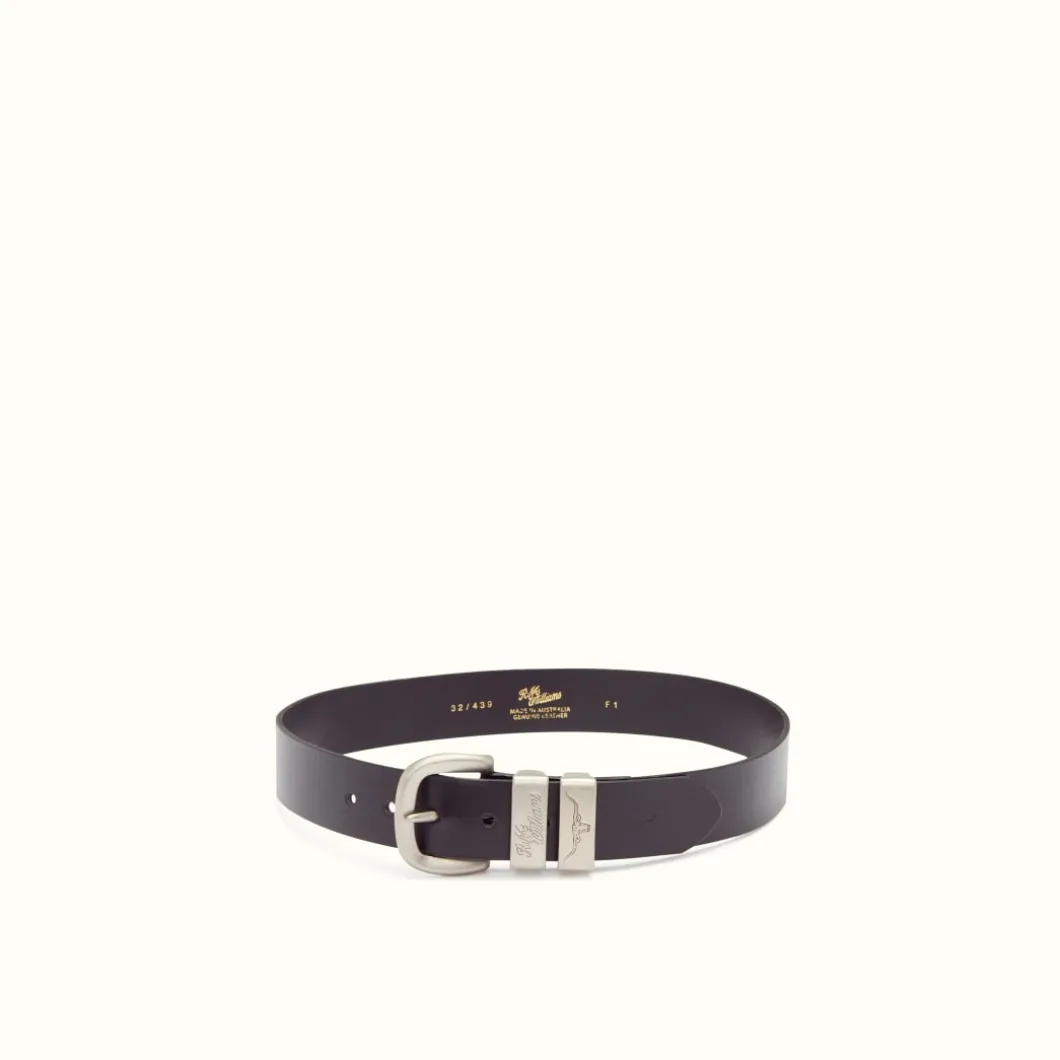 R.M. Williams 1 1/2" 3 Piece Solid Hide Belt Black Cheap