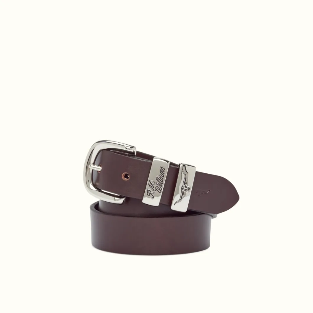 R.M. Williams 1 1/4" 3 Piece Solid Hide Belt Chestnut New