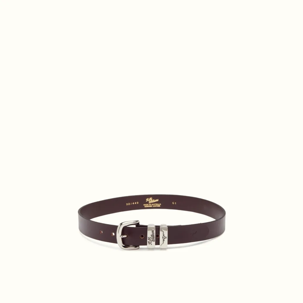 R.M. Williams 1 1/4" 3 Piece Solid Hide Belt Chestnut New