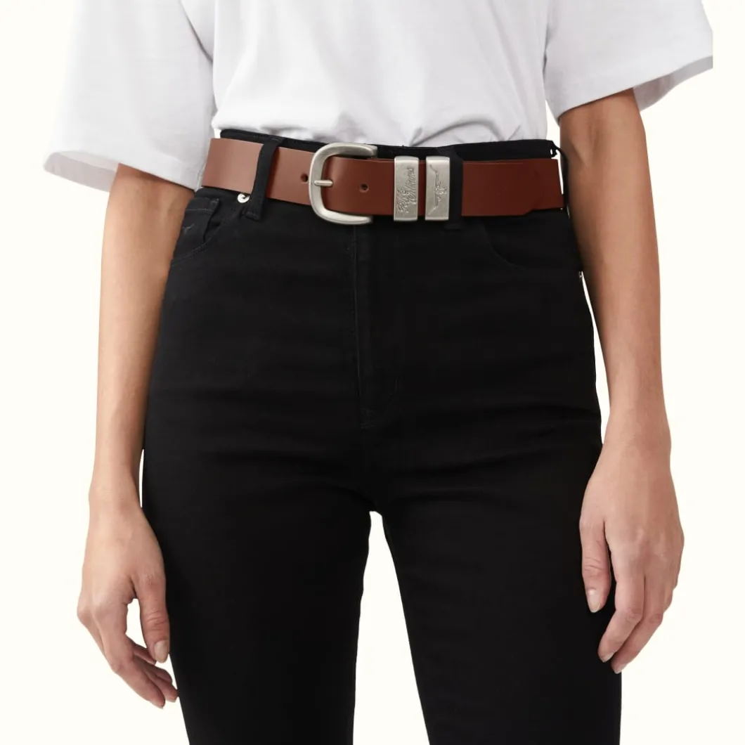 R.M. Williams 1 1/2" 3 Piece Solid Hide Belt Dark Tan Online