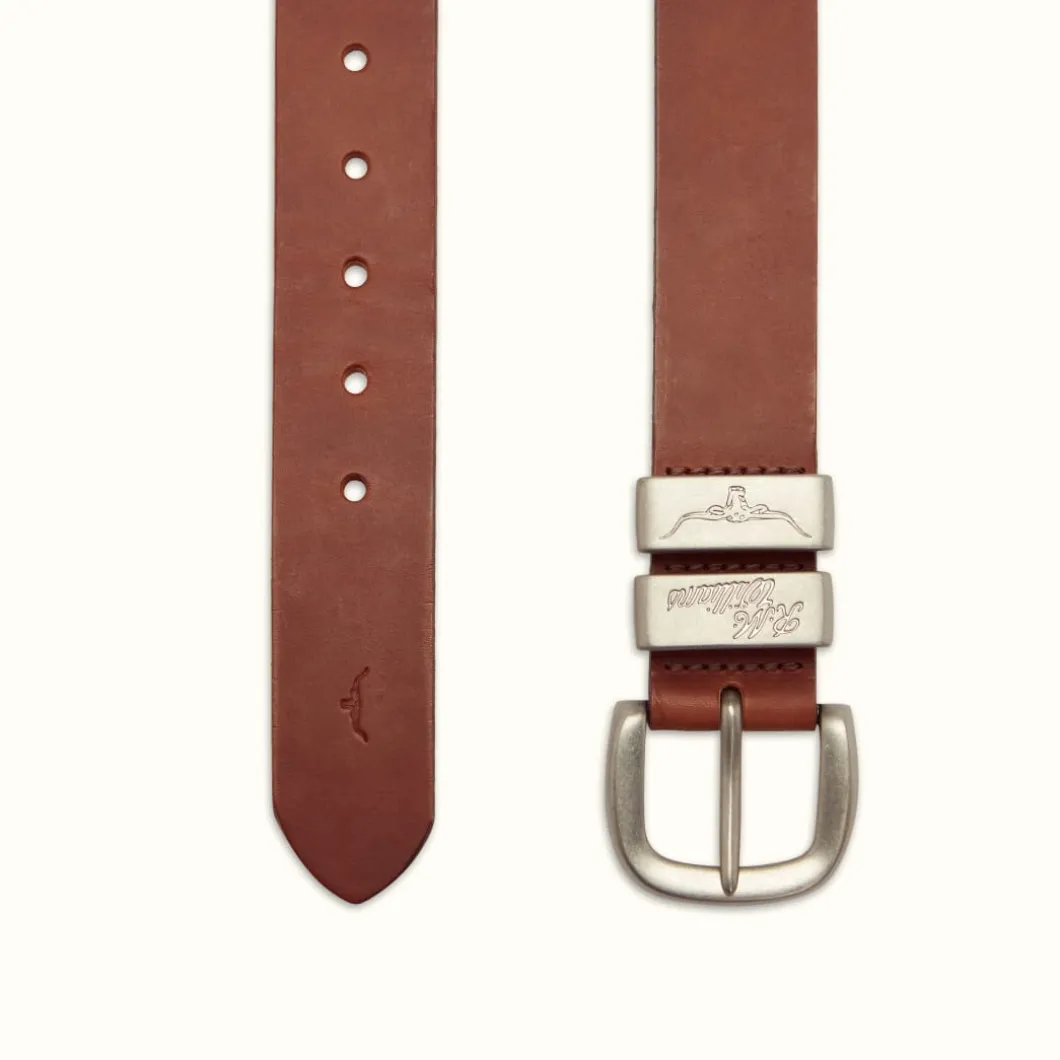 R.M. Williams 1 1/2" 3 Piece Solid Hide Belt Dark Tan Online