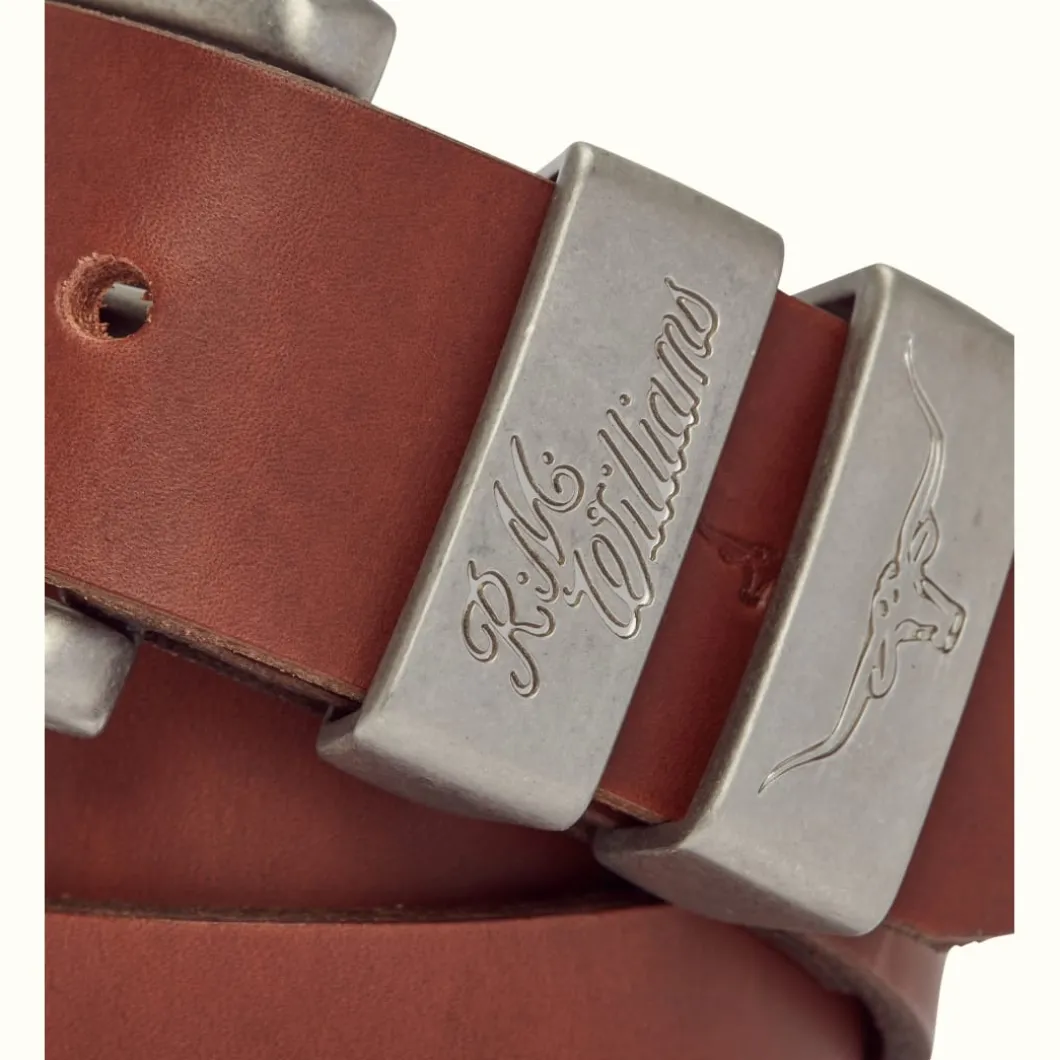 R.M. Williams 1 1/2" 3 Piece Solid Hide Belt Dark Tan Online