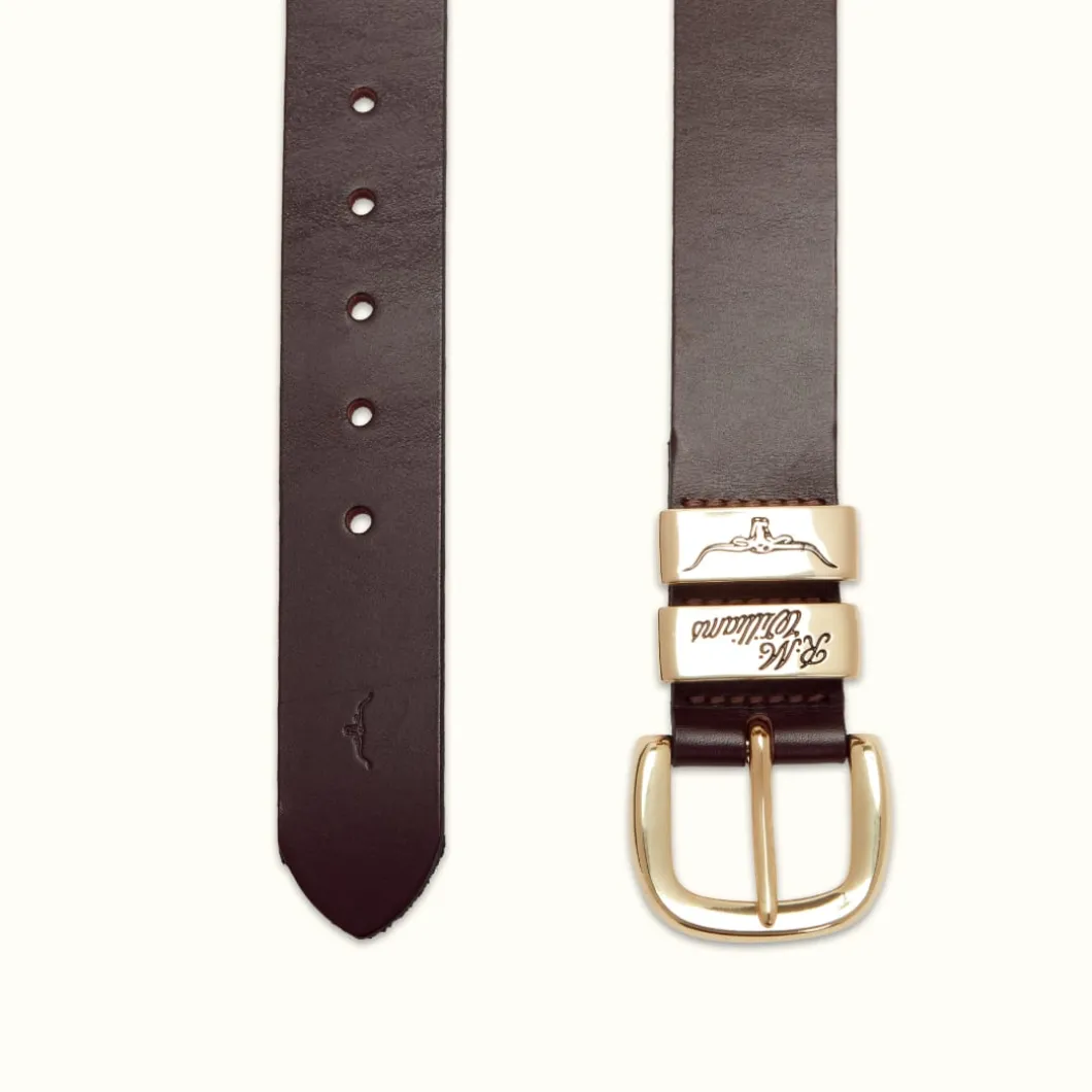 R.M. Williams 1 1/2" 3 Piece Solid Hide Belt Chestnut New