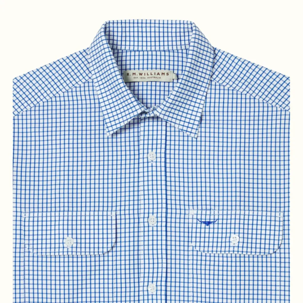 R.M. Williams Bourke Shirt White Blue Online