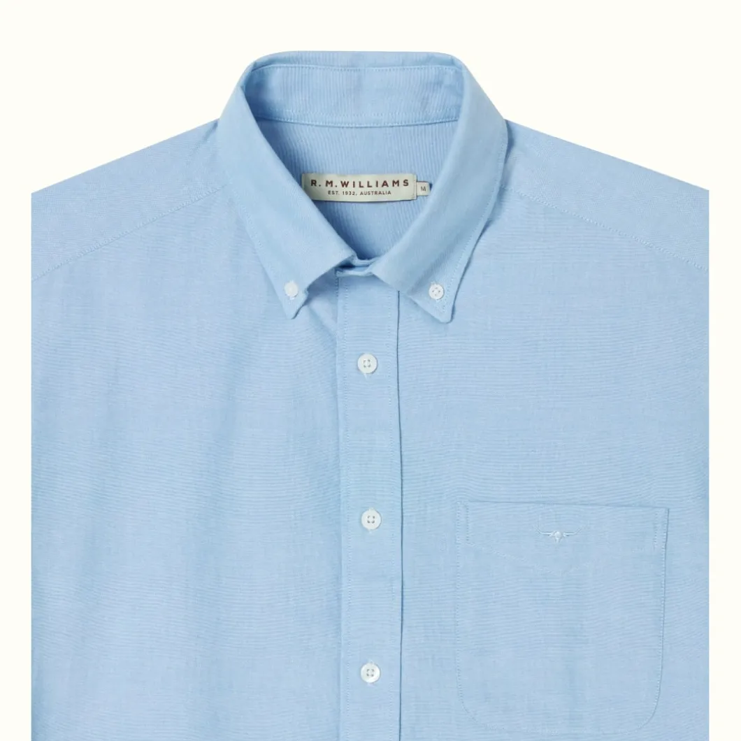 R.M. Williams Collins Button Down Shirt Light Blue Flash Sale