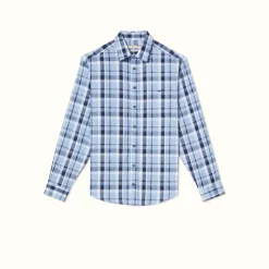 R.M. Williams Collins Shirt Light Blue Navy White Sale
