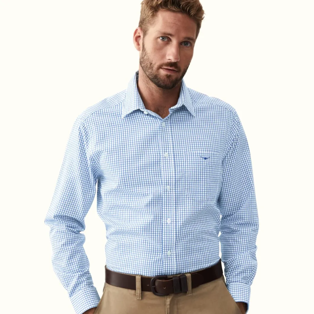R.M. Williams Collins Shirt White Blue Discount