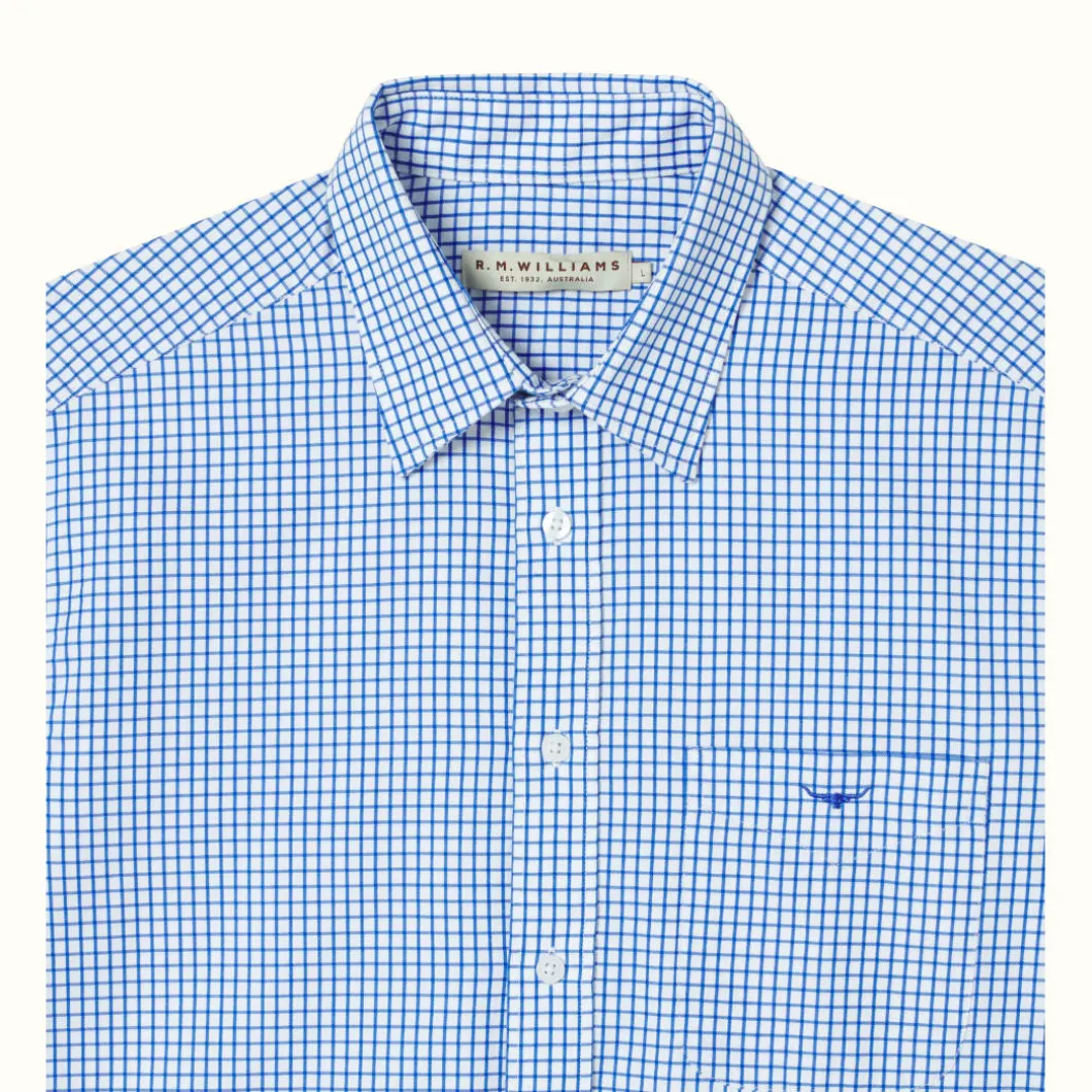 R.M. Williams Collins Shirt White Blue Discount