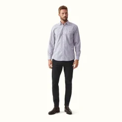 R.M. Williams Collins Shirt Navy Burgundy White Hot
