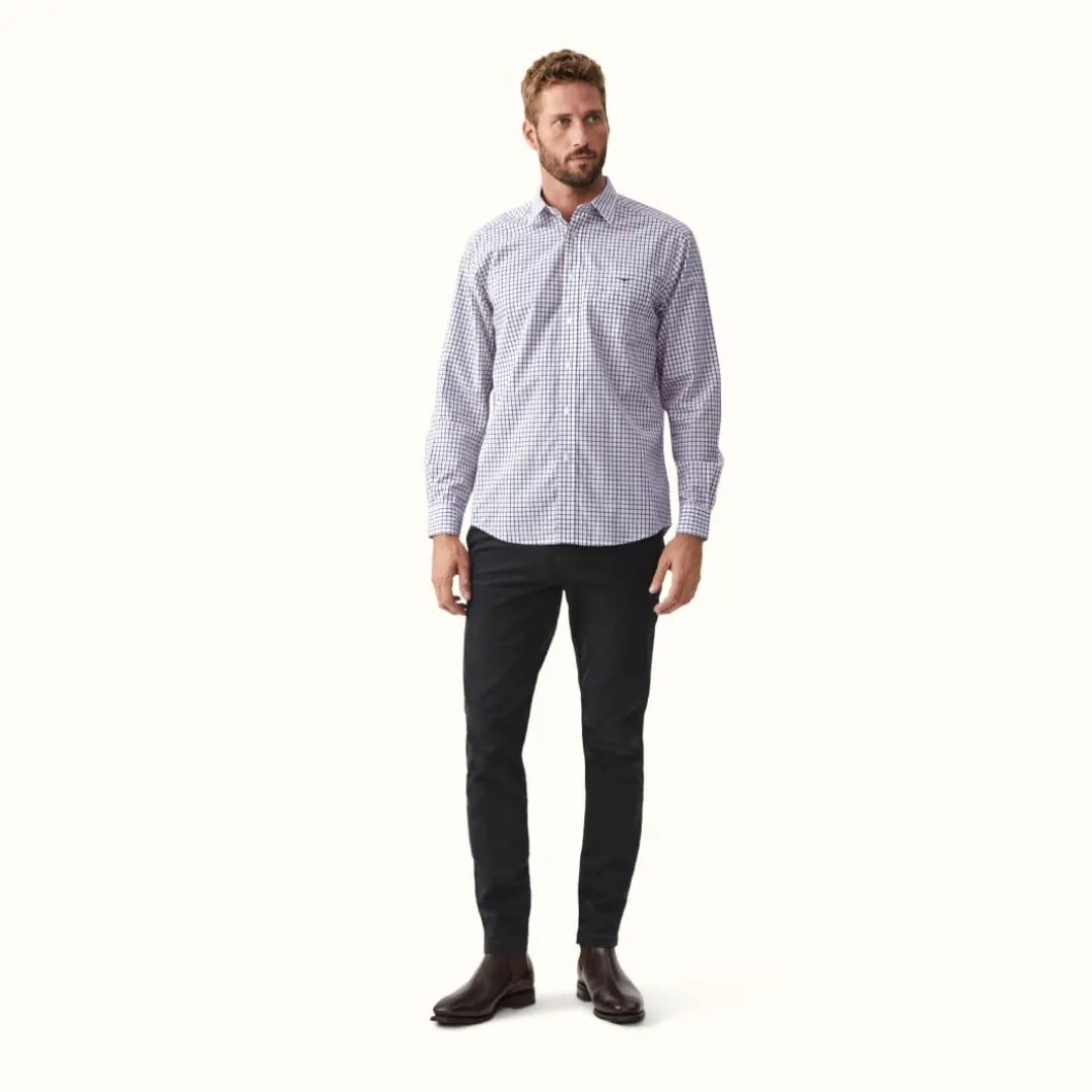 R.M. Williams Collins Shirt Navy Burgundy White Hot