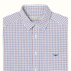 R.M. Williams Collins Shirt Navy Burgundy White Hot