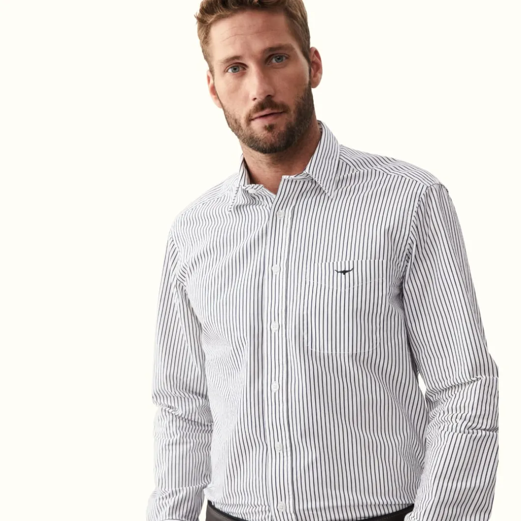 R.M. Williams Collins Shirt White/Navy Discount