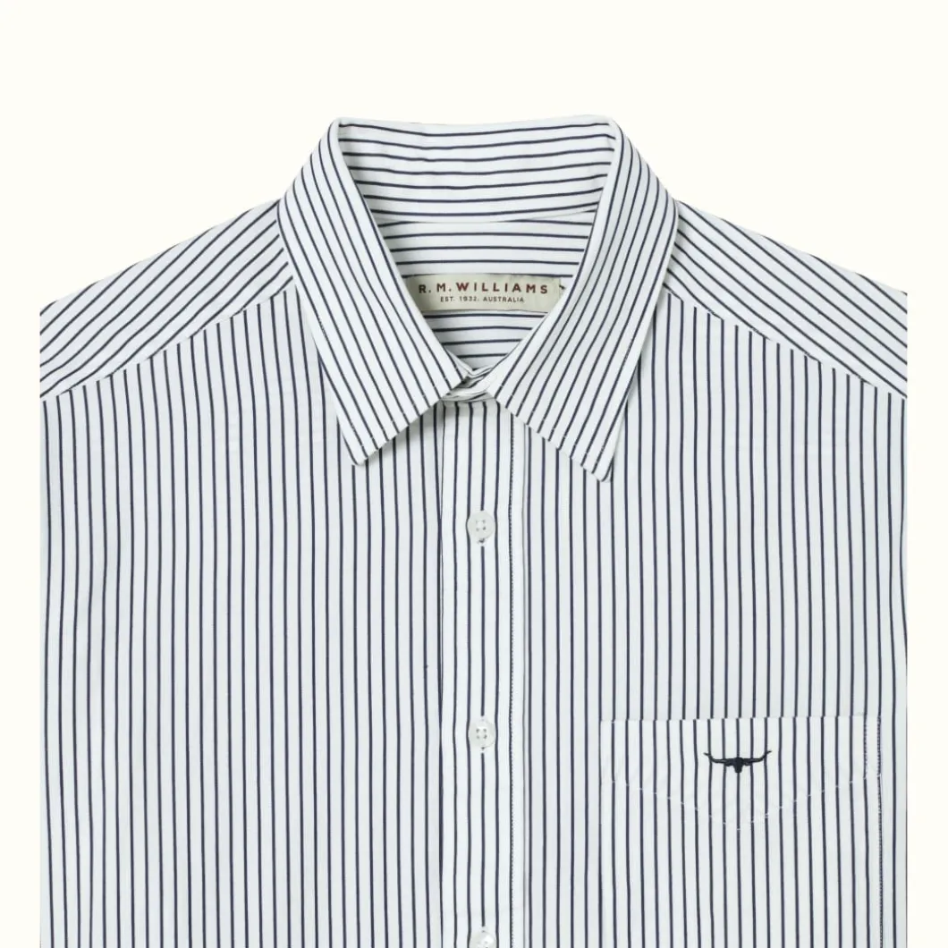 R.M. Williams Collins Shirt White/Navy Discount