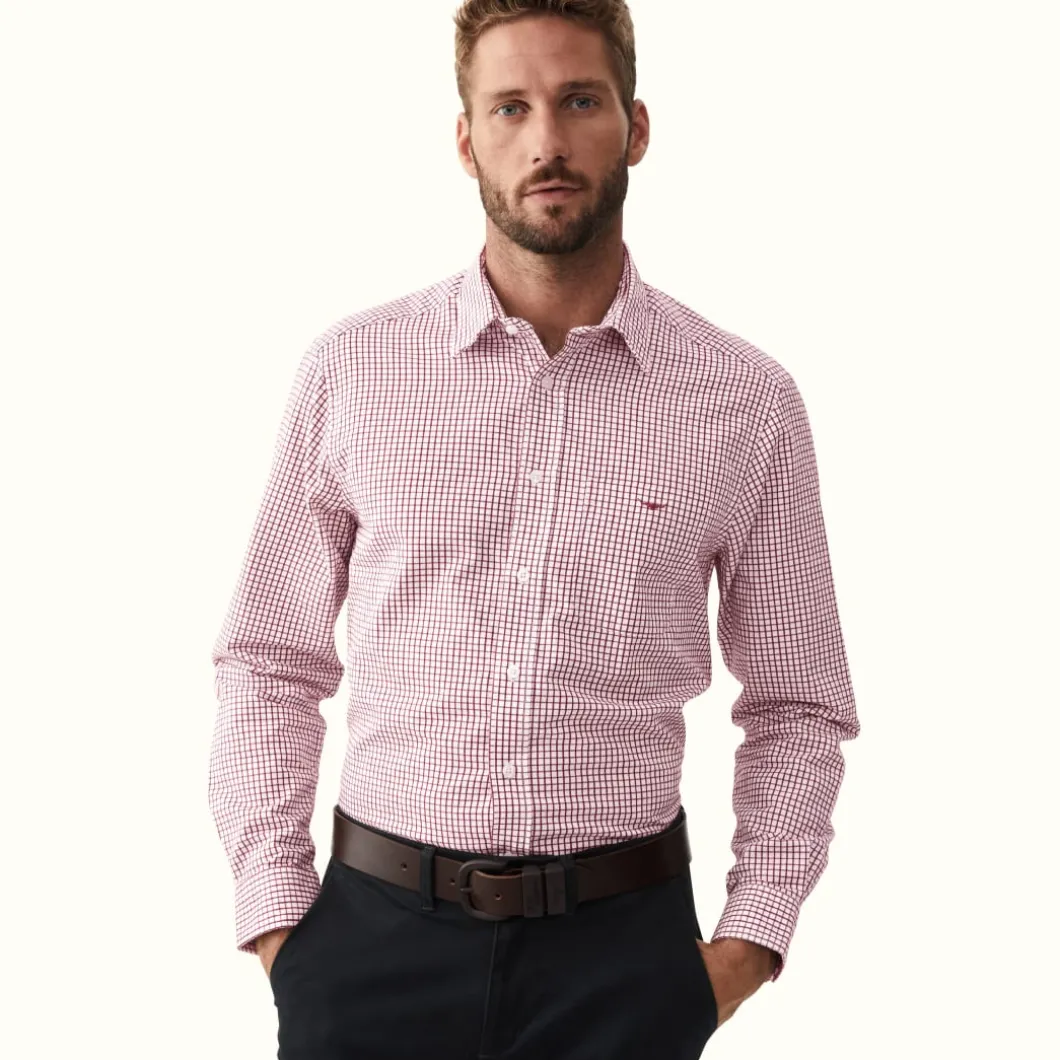 R.M. Williams Collins Shirt Burgundy White Hot