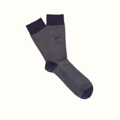 R.M. Williams Fine Gauge Cotton Sock Grey Navy Online
