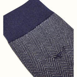 R.M. Williams Fine Gauge Cotton Sock Grey Navy Online