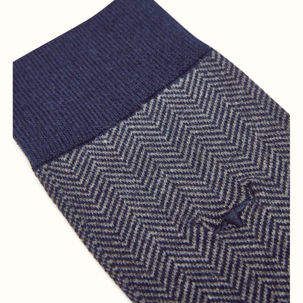 R.M. Williams Fine Gauge Cotton Sock Grey Navy Online
