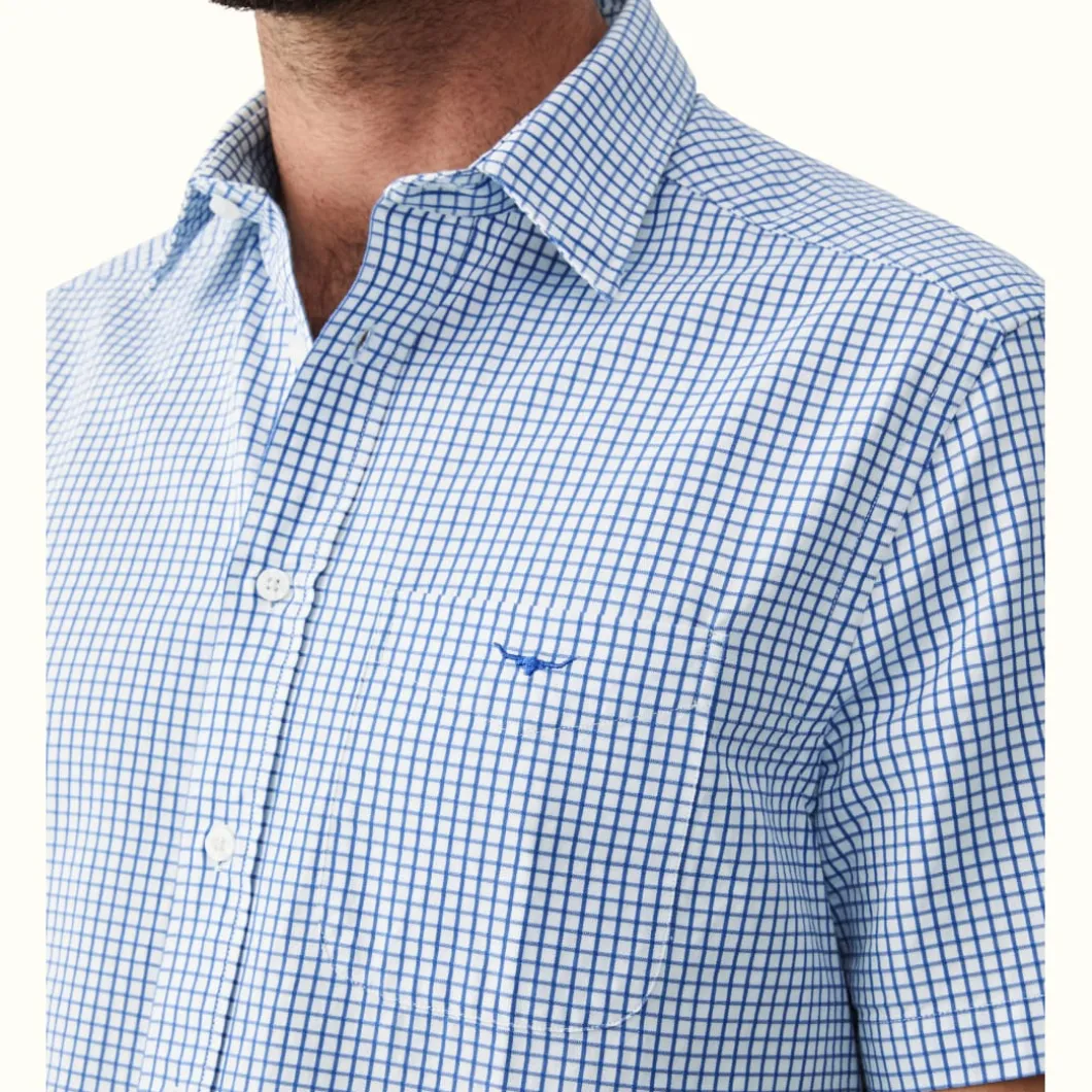 R.M. Williams Hervey Shirt White Blue New