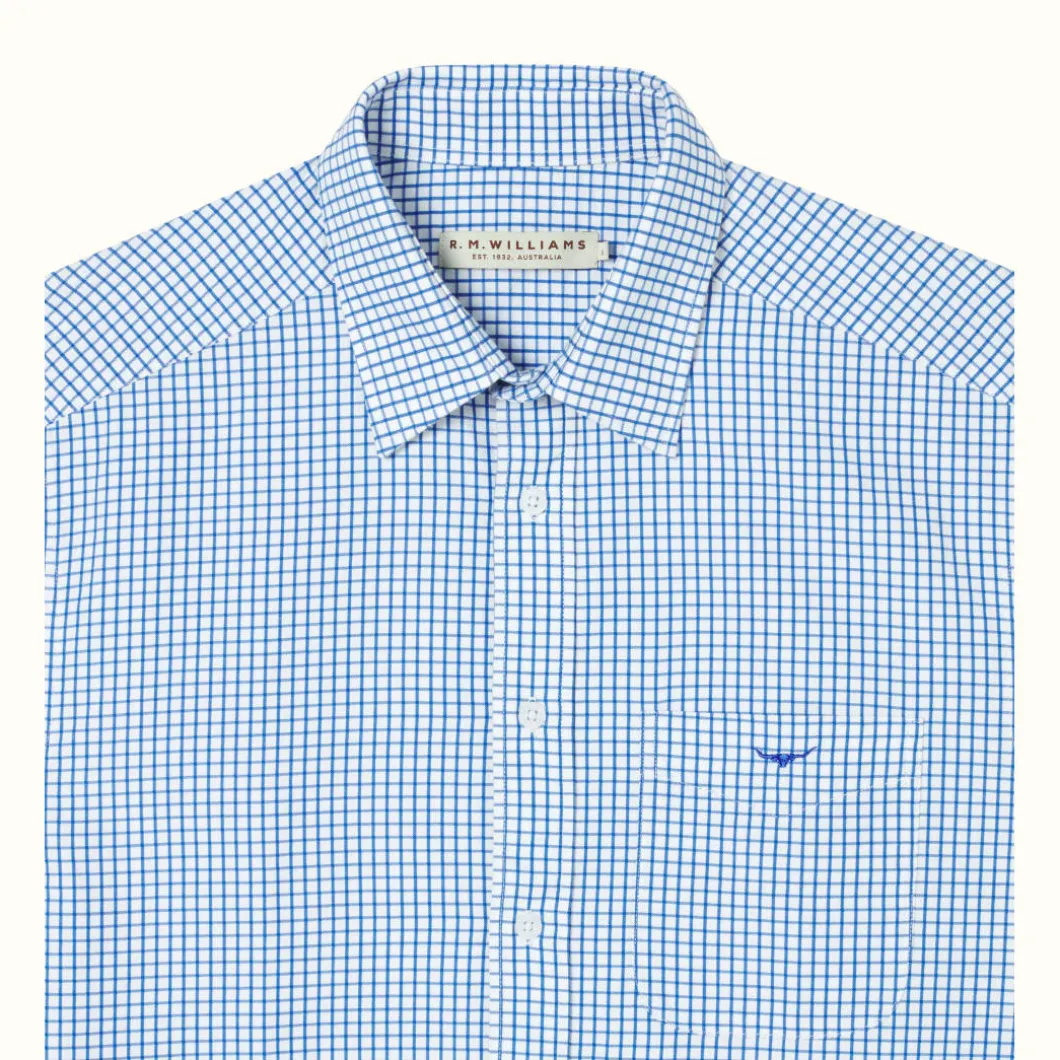 R.M. Williams Hervey Shirt White Blue New