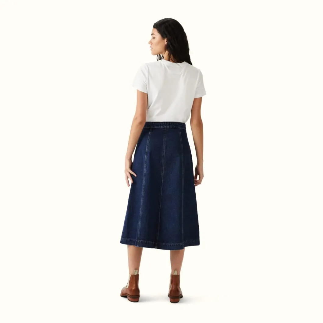 R.M. Williams Hopetoun Skirt Indigo Rinse Wash Sale