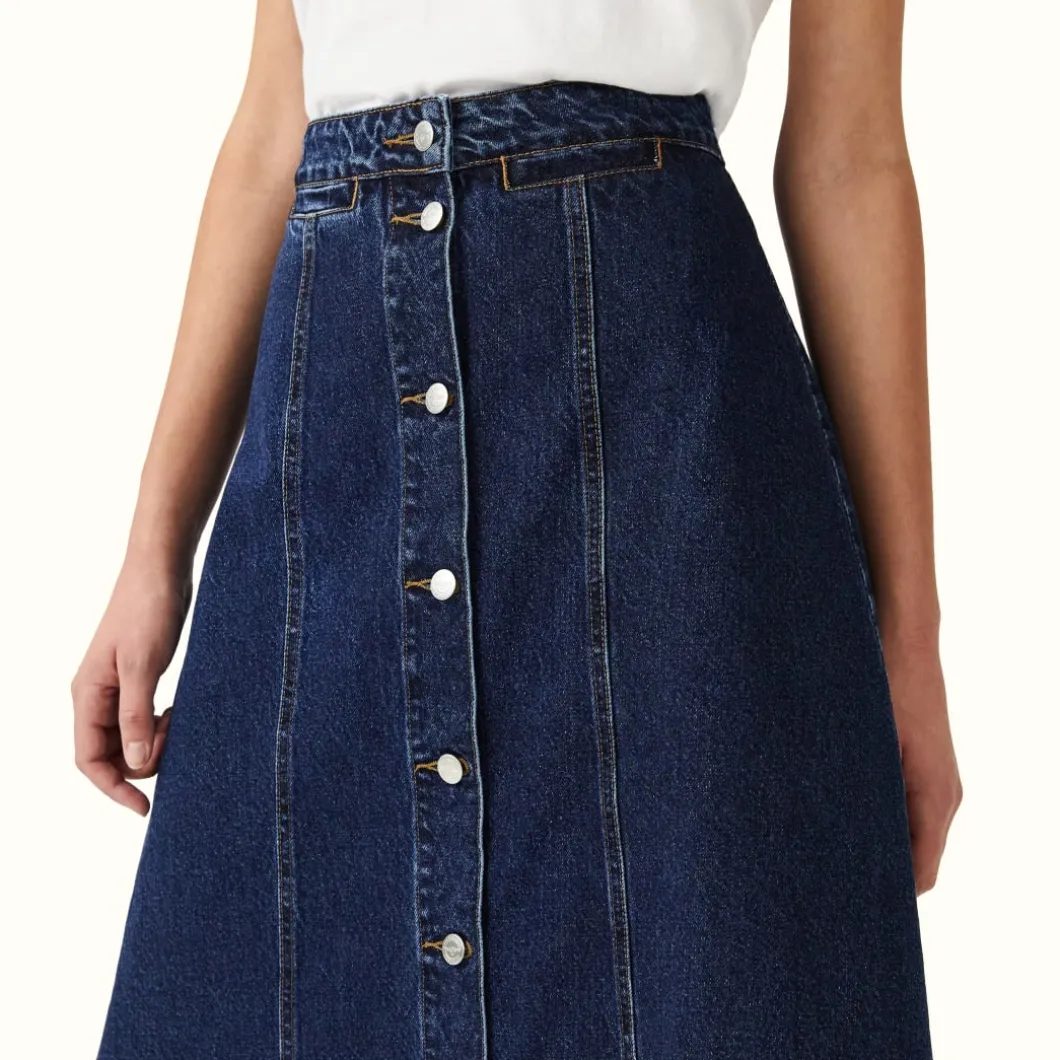 R.M. Williams Hopetoun Skirt Indigo Rinse Wash Sale