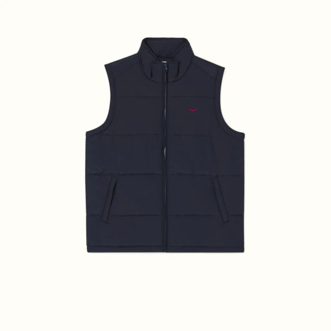 R.M. Williams Patterson Creek Vest Navy Burgundy Best Sale