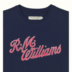R.M. Williams R.M.W Script T-Shirt Navy Red Discount