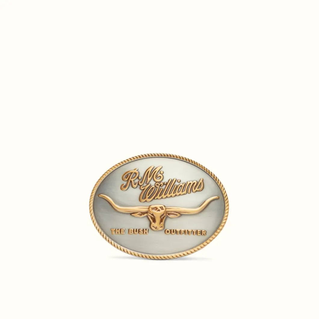 R.M. Williams R.M.Williams Logo Buckle Silver Gold New