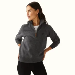 R.M. Williams Trickett Zip Neck Sweatshirt Charcoal New