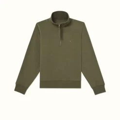 R.M. Williams Trickett Zip Neck Sweatshirt Olive Cheap