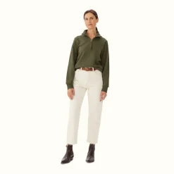 R.M. Williams Trickett Zip Neck Sweatshirt Olive Cheap