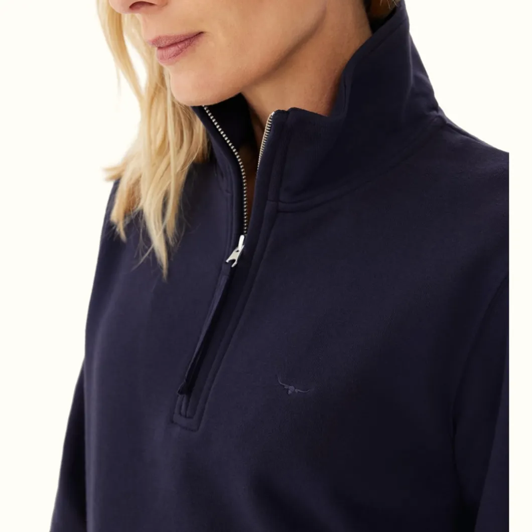 R.M. Williams Trickett Zip Neck Sweatshirt Dark Navy Online